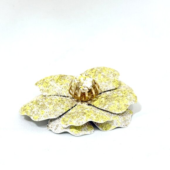 Vintage Coro Sugar Textured Large Flower Brooch - Picture 5 of 7
